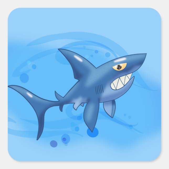 Cartoon Shark Square Sticker (Front)