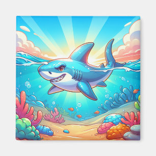 Cartoon Shark Swimming through the Ocean Magnet