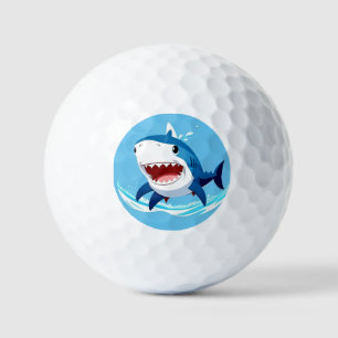 Cartoon Shark Swimming Underwater Golf Balls