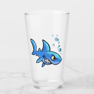 Cartoon Shark with Gritted Teeth Glass