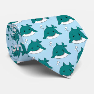 Cartoon Sharks Repeat Pattern Tie