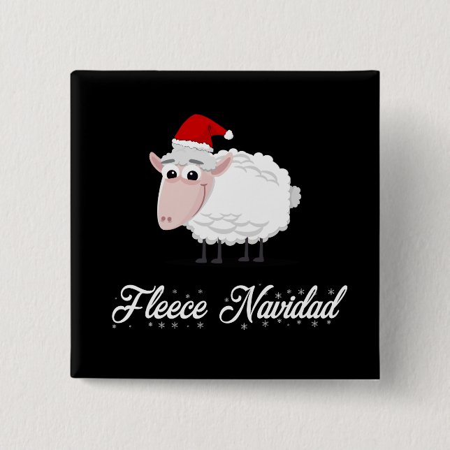 Cartoon Sheep Fleece Navidad 15 Cm Square Badge (Front)