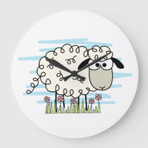 Cartoon Sheep Large Clock
