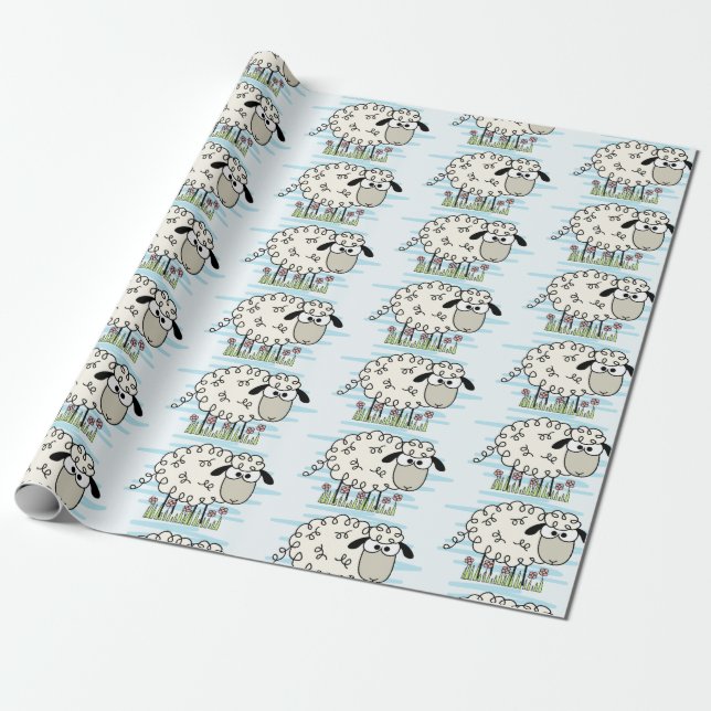 Cartoon Sheep   Wrapping Paper (Unrolled)