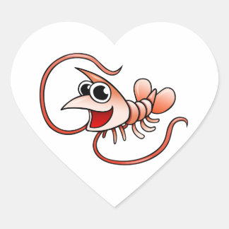 Cartoon Shrimp Heart Sticker