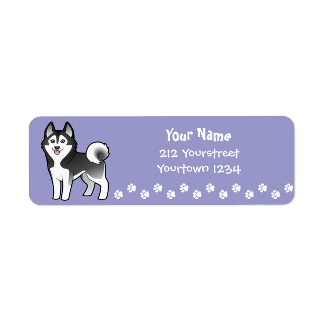 Cartoon Siberian Husky / Alaskan Malamute Return Address Label (Front)