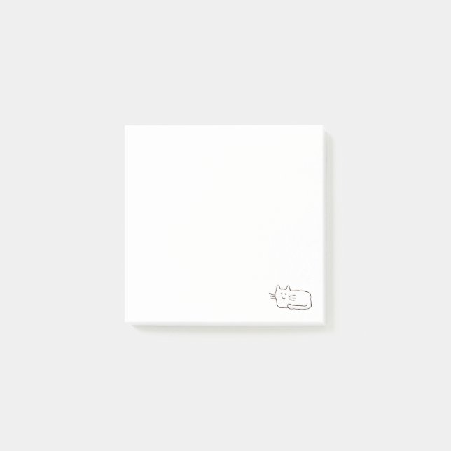 Cartoon Simple Cat Line Drawing Post-it Notes (Front)