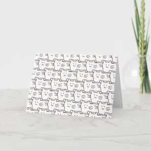 Cartoon Simple Cats Drawing Happy Birthday Card
