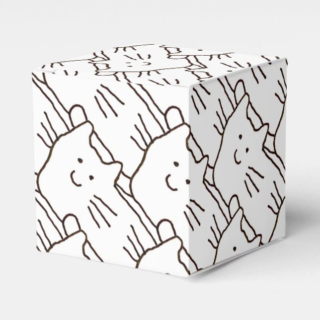 Cartoon Simple Cats Line Drawing Favour Box (Front Side)