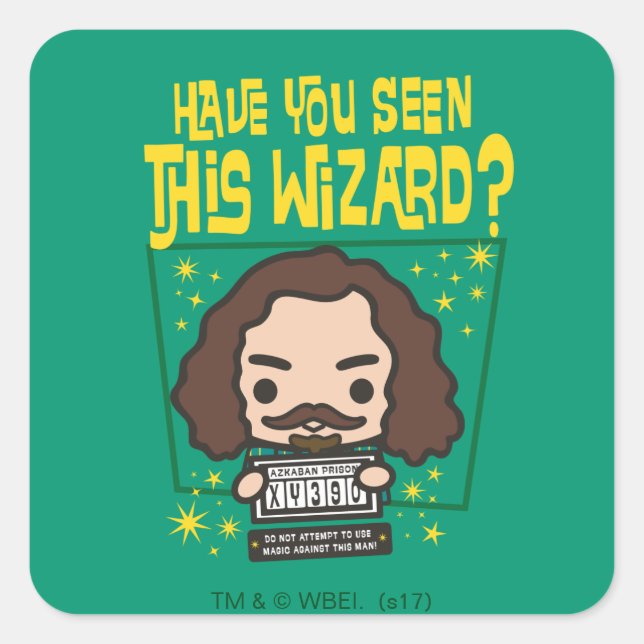 Cartoon Sirius Black Wanted Poster Graphic Square Sticker (Front)