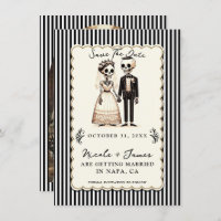 Cartoon Skeleton Bride + Groom Save the Date 