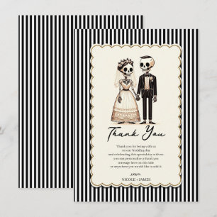 Cartoon Skeleton Bride + Groom Wedding Thank You Invitation