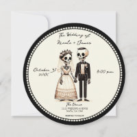 Cartoon Skeleton Bride + Groom Whimsical Wedding