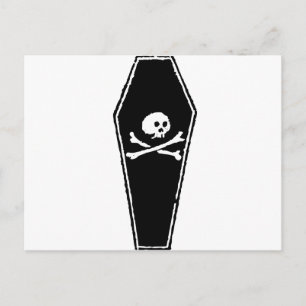 Cartoon Skull and Cross Bones in Coffin by Chillee Postcard