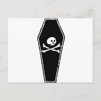 Cartoon Skull and Cross Bones in Coffin by Chillee Postcard