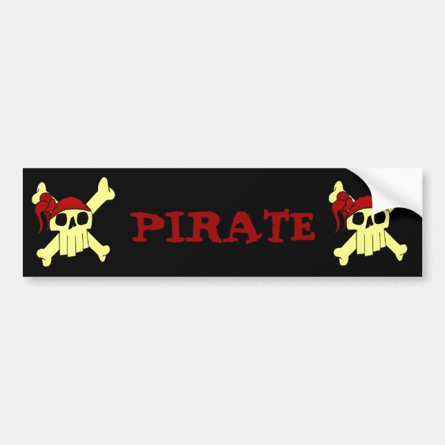 CARTOON SKULL AND CROSSBONES BUMPER STICKER (Front)