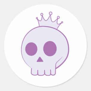 cartoon skull with crown design  classic round sticker