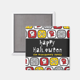 Cartoon Skulls & Bones Halloween Magnet