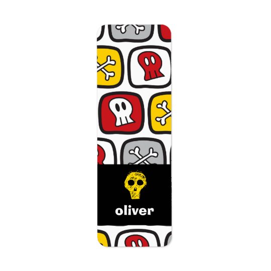 Cartoon Skulls & Bones Kids Party Labels