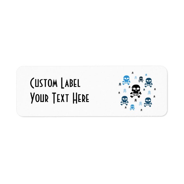 Cartoon Skulls Collage - Blue Return Address Label (Front)