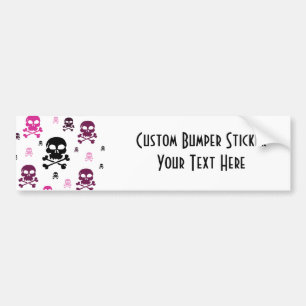 Cartoon Skulls Collage - Pink Bumper Sticker