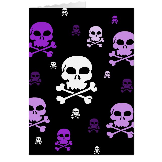 Cartoon Skulls Collage - Purple (Front)