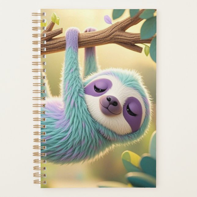 Cartoon sloth hanging upside-down from a branch  planner (Front)