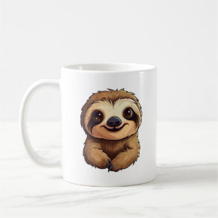 Cartoon sloth illustration coffee mug