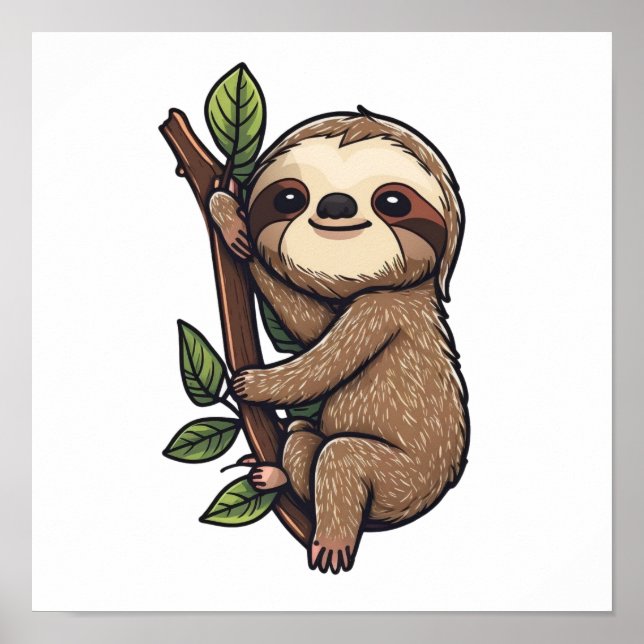 Cartoon sloth illustration poster (Front)