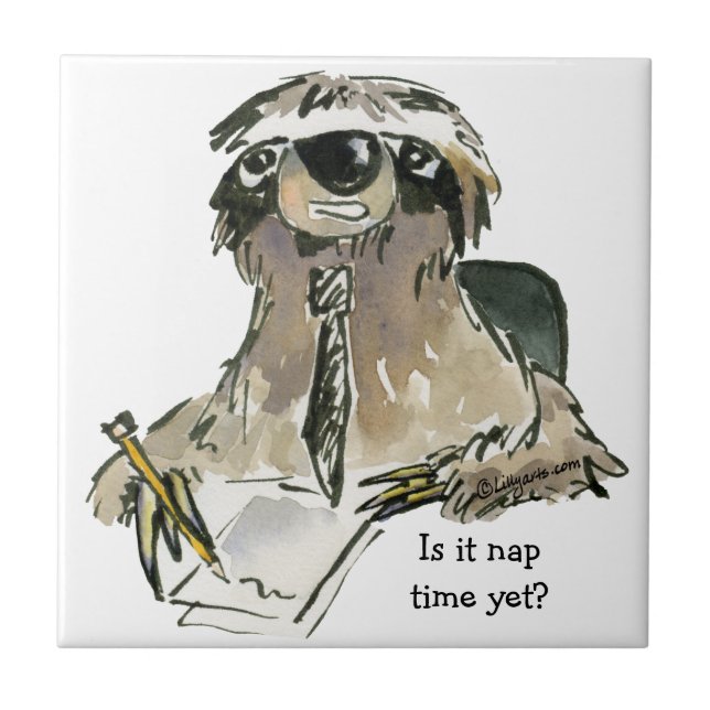 Cartoon Sloth Nap Time Ceramic Tile (Front)