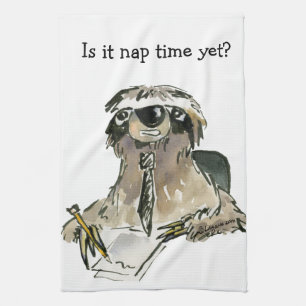Cartoon Sloth Nap Time Tea Towel