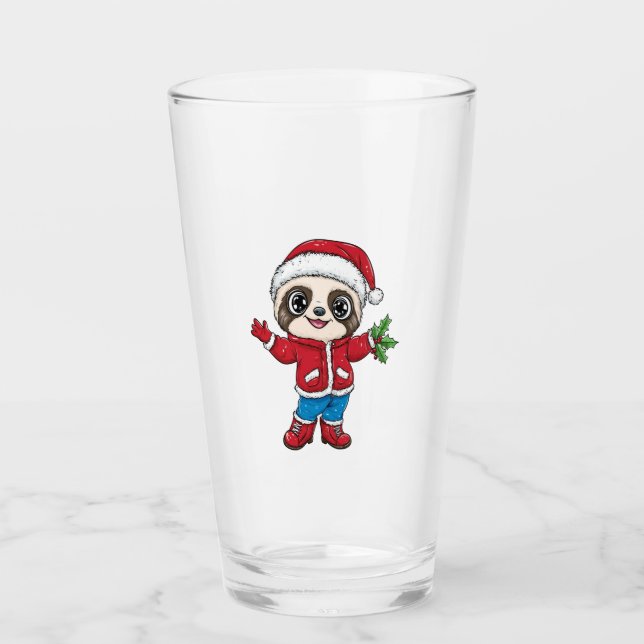 Cartoon Sloth Wearing Christmas Glass (Front)