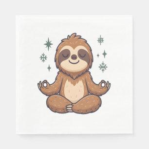 Cartoon Sloth Wearing Christmas Napkin