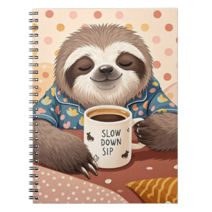 Cartoon sloth with exaggerated sleepy eyes  notebook