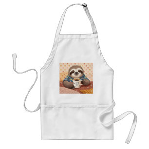 Cartoon sloth with exaggerated sleepy eyes  standard apron
