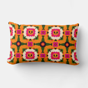 Cartoon Smiling Flowers Lumbar Cushion