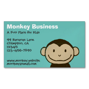 Cartoon Smiling Monkey Face Magnetic Business Card