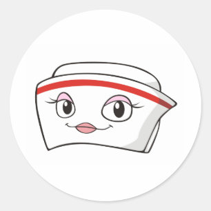 Cartoon Smiling Nurse Hats Classic Round Sticker