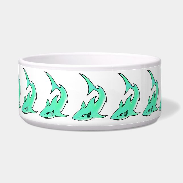 cartoon smiling shark mint blue green ocean animal (Front)