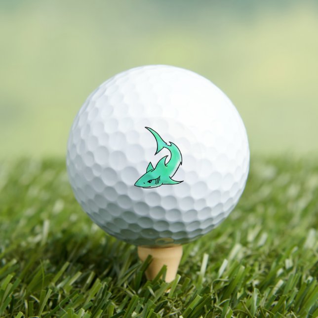cartoon smiling shark mint blue green ocean animal golf balls (Insitu Tee)