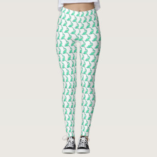 cartoon smiling shark mint blue green ocean animal leggings
