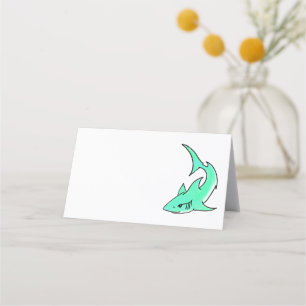 cartoon smiling shark mint blue green ocean animal loyalty card