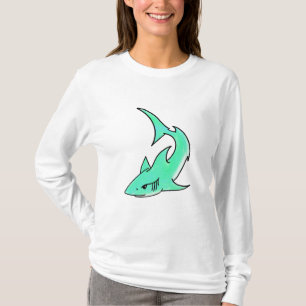 cartoon smiling shark mint blue green ocean animal T-Shirt