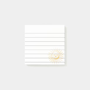 Cartoon Smiling Sun Face Lined 3x3 Post-it Notes