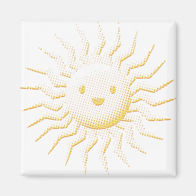 Cartoon Smiling Sun Face Magnet (Front)
