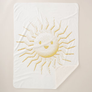 Cartoon Smiling Sun Face Zazzle HEART Tote Bag Sherpa Blanket
