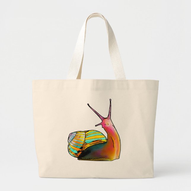 Cartoon Snail (hand drawn) Large Tote Bag (Front)