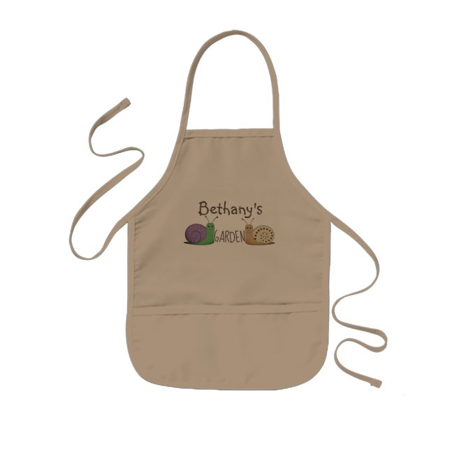 Cartoon Snails Kids Personalised Gardening Apron (Front)