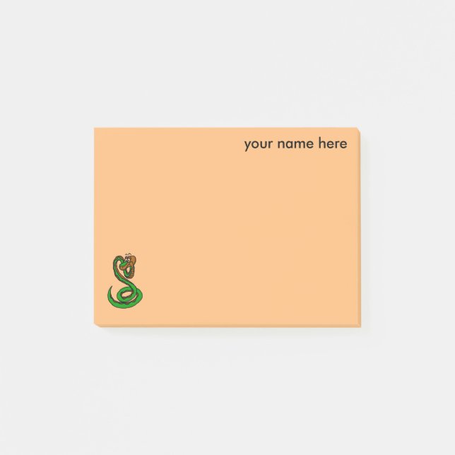 cartoon snake personalised post-it note (Front)