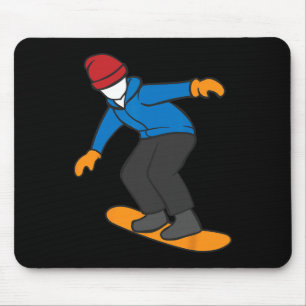 Cartoon Snowboarder Illustration Fun Winter Sport Mouse Pad